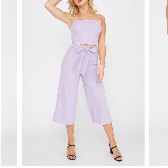 Crepe Pull-Up Self Tie Pant IN BABY BLUE - Picture 3 of 5